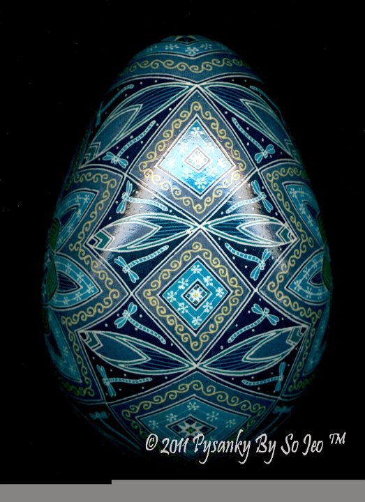 Midnight Flight of the Dragonfly Ukrainian Easter Egg Pysanky By So Jeo